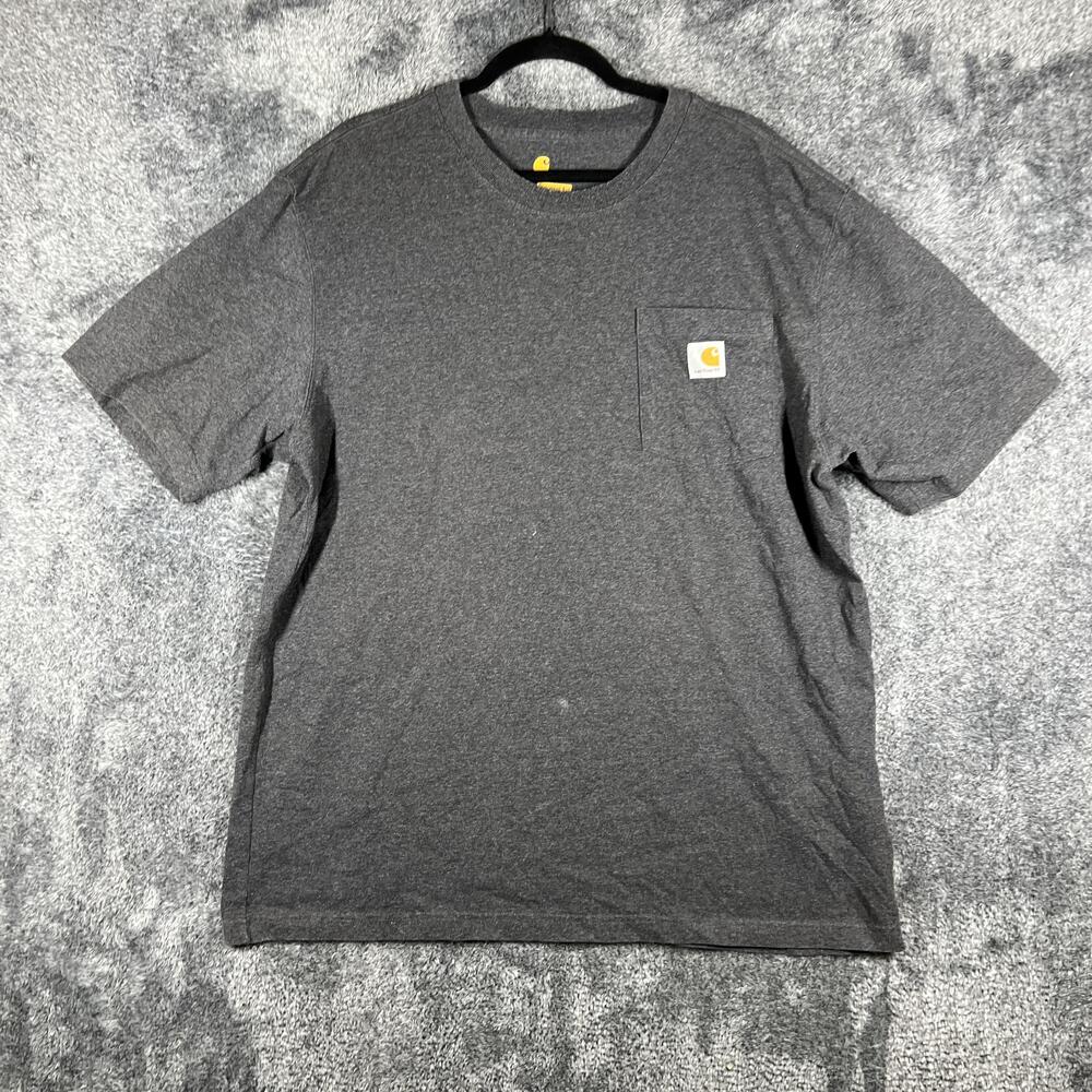Carhartt Shirt Mens L Gray Pocket Crew Neck Original Fit Tagless Short Sleeve